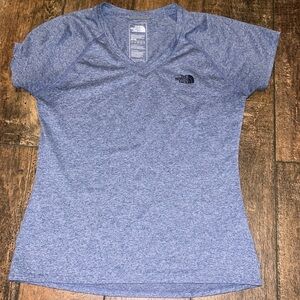 The North Face Heather Blue Short Sleeve V-Neck Tee